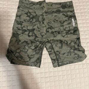 Gymshark Green Athletic Shorts with Camouflage Pattern